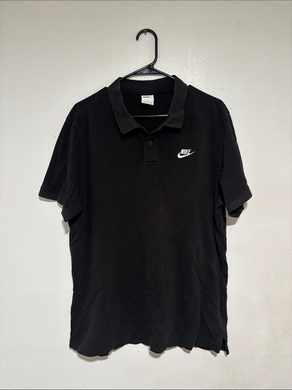 Nike Black Polo with White Swoosh Logo Mens Size Large